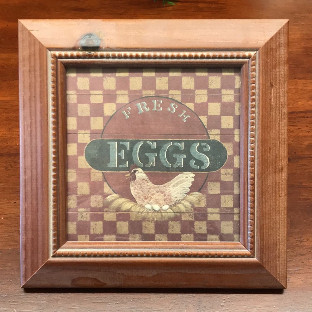 Vintage Hen on Nest FRESH EGGS Farmhouse Print Susan Clickner Signed